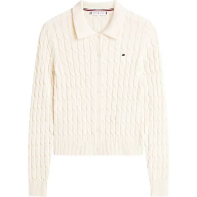 Tommy Hilfiger Co Cable Mid Gg Polo Cardi XS CALICO XS Tommy Hilfiger Co Cable Mid Gg Polo Cardi XS CALICO XS