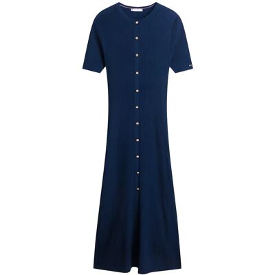 Tommy Hilfiger Rayon Rib F&F Midi Dress R/M DARK NIGHT NAVY R/M Tommy Hilfiger Rayon Rib F&F Midi Dress R/M DARK NIGHT NAVY R/M