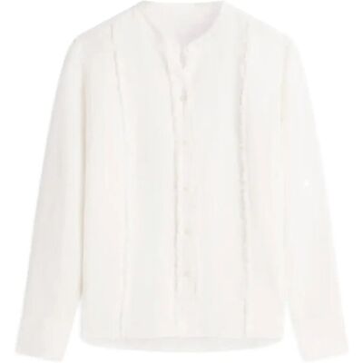 Tommy Hilfiger Frayed Vis/Linen Ls Shirt M IVORY SILK M Tommy Hilfiger Frayed Vis/Linen Ls Shirt M IVORY SILK M