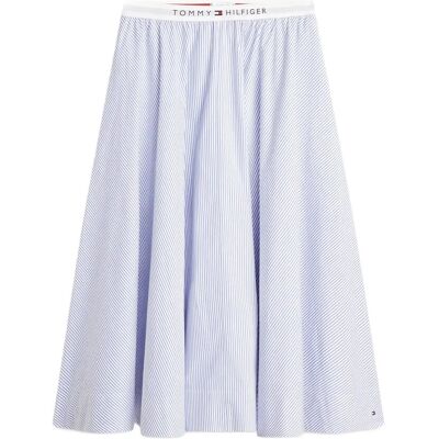 Tommy Hilfiger Poplin Branded Midi Skirt L MISTY LAZULI BLUE STRIPE L Tommy Hilfiger Poplin Branded Midi Skirt L MISTY LAZULI BLUE STRIPE L