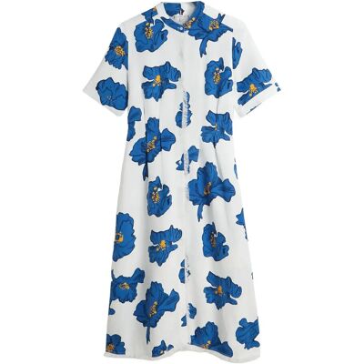 Tommy Hilfiger Frayed Vis/Linen Ss Shirt Dress M POPPY PRINT SPACED IVORY BLUE ORBIT M Tommy Hilfiger Frayed Vis/Linen Ss Shirt Dress M POPPY PRINT SPACED IVORY BLUE ORBIT M