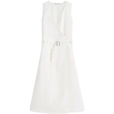 Tommy Hilfiger Vis/Linen Belted Midi Ns Dress XL IVORY SILK XL Tommy Hilfiger Vis/Linen Belted Midi Ns Dress XL IVORY SILK XL