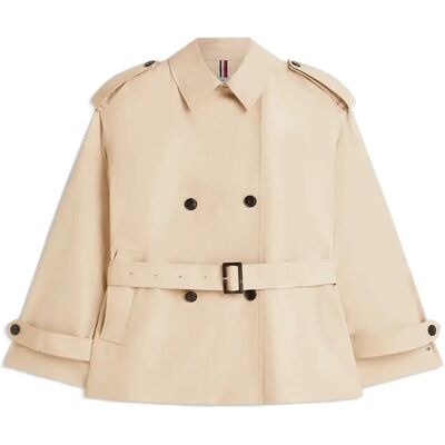 Tommy Hilfiger Cotton Short Trench S BEIGE S Tommy Hilfiger Cotton Short Trench S BEIGE S