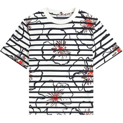 Tommy Hilfiger Flower Graphic Reg C-Nk Ss Tee M BRETON STP IVORY SILK NAVY POPPY M Tommy Hilfiger Flower Graphic Reg C-Nk Ss Tee M BRETON STP IVORY SILK NAVY POPPY M