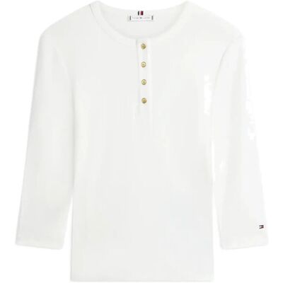 Tommy Hilfiger Gold Button Slim Henley 3/4 M ECRU M Tommy Hilfiger Gold Button Slim Henley 3/4 M ECRU M