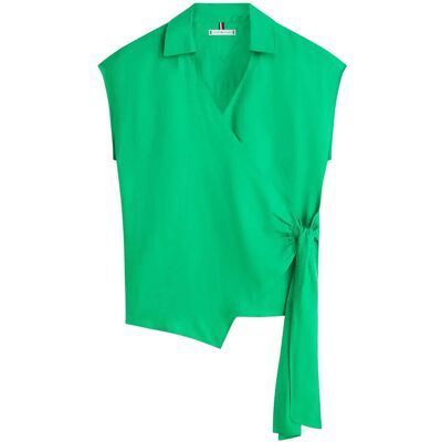 Tommy Hilfiger Linen Knot Ns Top 36 COURTSIDE GREEN 36 Tommy Hilfiger Linen Knot Ns Top 36 COURTSIDE GREEN 36