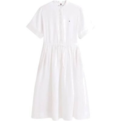 Tommy Hilfiger Ess Linen Midi Ss Shirt Dress M TH OPTIC WHITE M Tommy Hilfiger Ess Linen Midi Ss Shirt Dress M TH OPTIC WHITE M