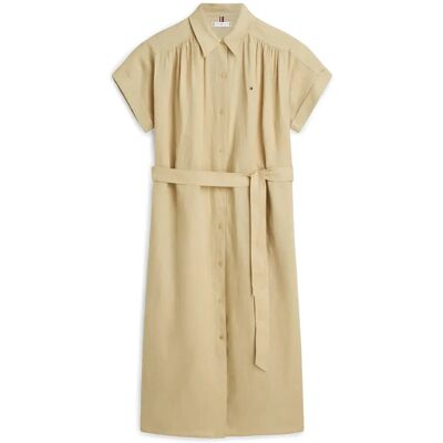 Tommy Hilfiger Linen Belted Knee Ss Shirt Dress M HARVEST WHEAT M Tommy Hilfiger Linen Belted Knee Ss Shirt Dress M HARVEST WHEAT M