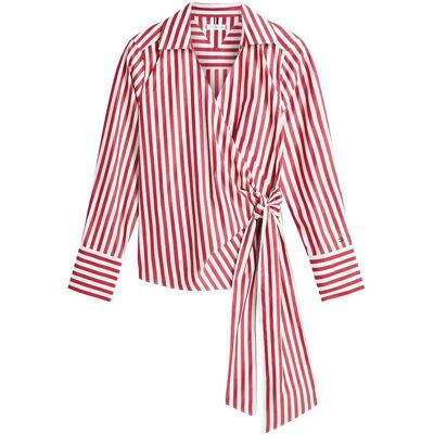 Tommy Hilfiger Poplin Knot Blouse With Ls 44 WIDE BANKER STP ECRU LIBERTY RED 44 Tommy Hilfiger Poplin Knot Blouse With Ls 44 WIDE BANKER STP ECRU LIBERTY RED 44