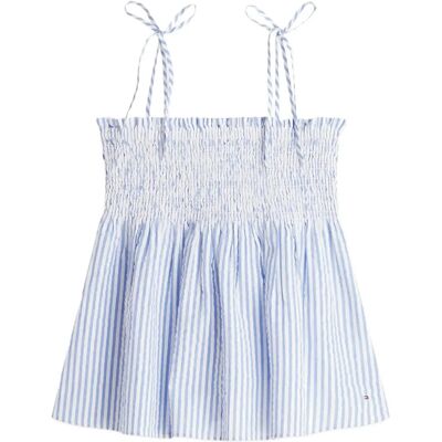 Tommy Hilfiger Swimshop Seersucker Smocked Top XXS THIN BANKER STP BLUE SPELL WHITE XXS Tommy Hilfiger Swimshop Seersucker Smocked Top XXS THIN BANKER STP BLUE SPELL WHITE XXS