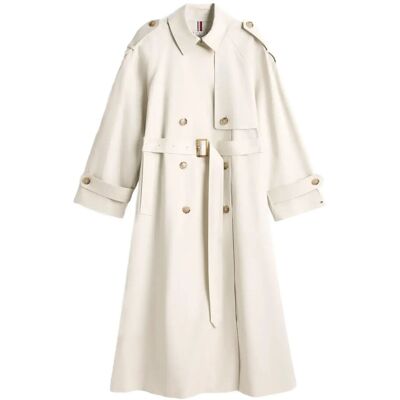 Tommy Hilfiger Oversized Cotton Trench Coat M LIGHT SILT M Tommy Hilfiger Oversized Cotton Trench Coat M LIGHT SILT M