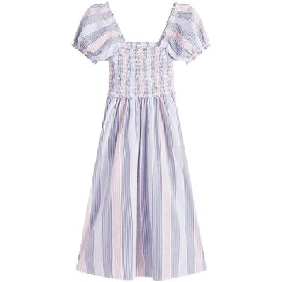 Tommy Hilfiger Gingham Smock Ss Midi Dress L RWB MULTI STRIPE TEXTURE L Tommy Hilfiger Gingham Smock Ss Midi Dress L RWB MULTI STRIPE TEXTURE L