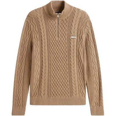Tommy Jeans Tjm Slim Badge Cable Qrtr Zip XXL COASTAL TAUPE TONAL XXL Tommy Jeans Tjm Slim Badge Cable Qrtr Zip XXL COASTAL TAUPE TONAL XXL