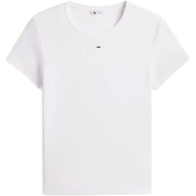 Tommy Jeans Tjw Slim Essential Rib Ss XS WHITE XS Tommy Jeans Tjw Slim Essential Rib Ss XS WHITE XS