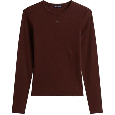 Tommy Jeans Tjw Slim Essential Rib Ls XS RICH BROWN XS Tommy Jeans Tjw Slim Essential Rib Ls XS RICH BROWN XS