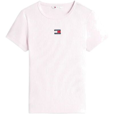 Tommy Jeans Tjw Slim Badge Rib Tee XL PEARLY PINK XL Tommy Jeans Tjw Slim Badge Rib Tee XL PEARLY PINK XL