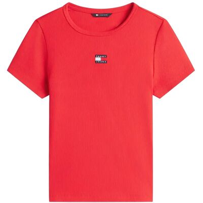 Tommy Jeans Tjw Slim Badge Rib Tee XL RED ALERT XL Tommy Jeans Tjw Slim Badge Rib Tee XL RED ALERT XL