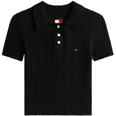 Tommy Jeans Tjw Pointelle Polo XXS BLACK XXS Tommy Jeans Tjw Pointelle Polo XXS BLACK XXS