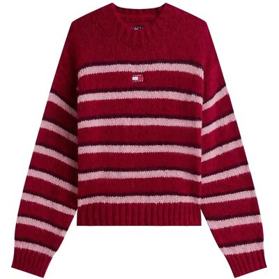 Tommy Jeans Tjw Badge Stripe Fluffy Sweater XL RUBY RHUBARB / STRIPE XL Tommy Jeans Tjw Badge Stripe Fluffy Sweater XL RUBY RHUBARB / STRIPE XL