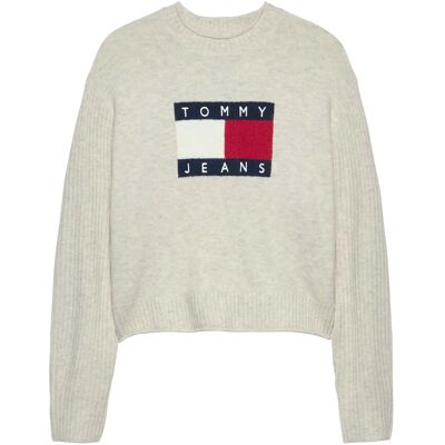 Tommy Jeans Tjw Melange Flag Sweater Rib Ext XL ANCIENT WHITE HTR XL Tommy Jeans Tjw Melange Flag Sweater Rib Ext XL ANCIENT WHITE HTR XL