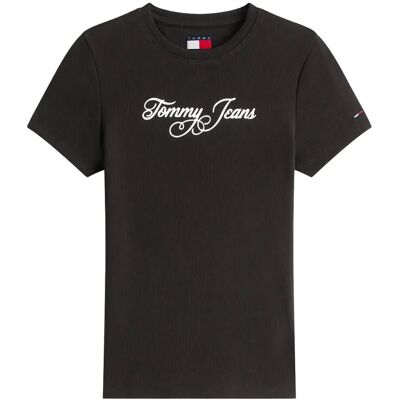 Tommy Jeans Tjw Slim Ess Logo 1 Rib Tee Ext XL BLACK XL Tommy Jeans Tjw Slim Ess Logo 1 Rib Tee Ext XL BLACK XL