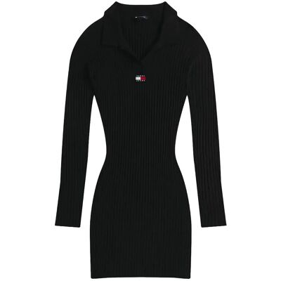 Tommy Jeans Tjw Collar Badge Sweater Dress L BLACK L Tommy Jeans Tjw Collar Badge Sweater Dress L BLACK L