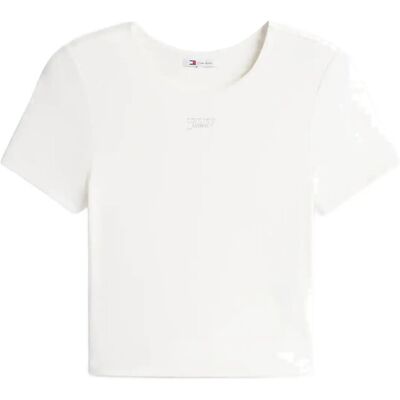 Tommy Jeans Tjw Slim Sh Silver Script Tee M ECRU M Tommy Jeans Tjw Slim Sh Silver Script Tee M ECRU M