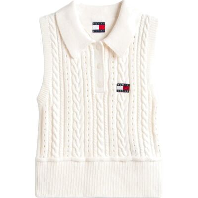 Tommy Jeans Tjw Gmd Cable Polo Sweater XL ANCIENT WHITE XL Tommy Jeans Tjw Gmd Cable Polo Sweater XL ANCIENT WHITE XL