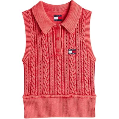 Tommy Jeans Tjw Gmd Cable Polo Sweater XL RED ALERT XL Tommy Jeans Tjw Gmd Cable Polo Sweater XL RED ALERT XL