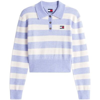 Tommy Jeans Tjw Fluffy Polo Sweater XL PERIWINKLE DUST MULTI STRIPE XL Tommy Jeans Tjw Fluffy Polo Sweater XL PERIWINKLE DUST MULTI STRIPE XL