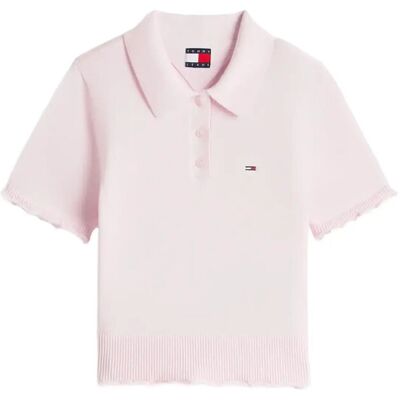 Tommy Jeans Tjw Lettuce Polo Sweater XL PEARLY PINK XL Tommy Jeans Tjw Lettuce Polo Sweater XL PEARLY PINK XL