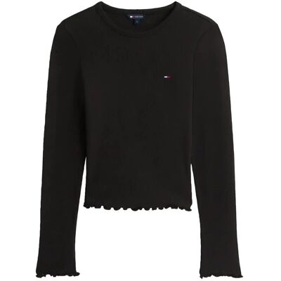 Tommy Jeans Tjw Slim Sh Lettuce Edge Rib Ls XL BLACK XL Tommy Jeans Tjw Slim Sh Lettuce Edge Rib Ls XL BLACK XL