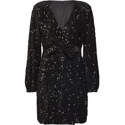 Vero Moda Vmbella Ls Wrap Short Dress Jrs XS BLACK XS Vero Moda Vmbella Ls Wrap Short Dress Jrs XS BLACK XS