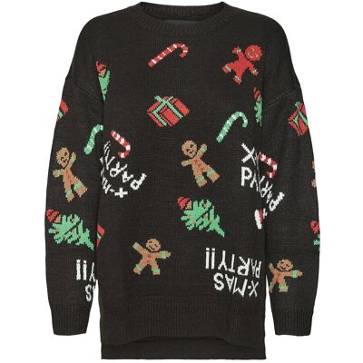 Vero Moda Vmxmasparty Ls H/L O-Neck Pull. Xmas Exc XS BLACK XS Vero Moda Vmxmasparty Ls H/L O-Neck Pull. Xmas Exc XS BLACK XS