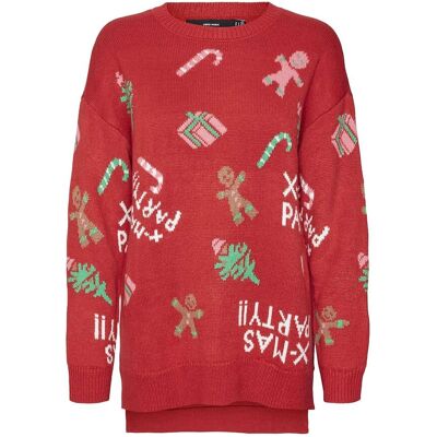 Vero Moda Vmxmasparty Ls H/L O-Neck Pull. Xmas Exc XS CHINESE RED XS Vero Moda Vmxmasparty Ls H/L O-Neck Pull. Xmas Exc XS CHINESE RED XS