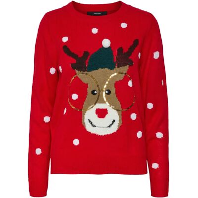 Vero Moda Vmtinsel Ls O-Neck Blouse Xmas Rep2 XS CHINESE RED XS Vero Moda Vmtinsel Ls O-Neck Blouse Xmas Rep2 XS CHINESE RED XS