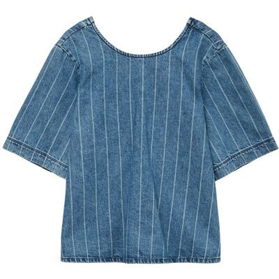 Vero Moda Vmtrille Ss Stried Tie Shirt XS MEDIUM BLUE DENIM XS Vero Moda Vmtrille Ss Stried Tie Shirt XS MEDIUM BLUE DENIM XS