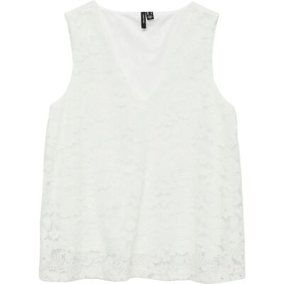 Vero Moda Vmhoney Lace Sl V-Neck Top Wvn Ga XS SNOW WHITE XS Vero Moda Vmhoney Lace Sl V-Neck Top Wvn Ga XS SNOW WHITE XS
