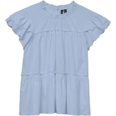Vero Moda Vmisolde Sl O-Neck Frill Top Wvn Exp Sb2 XL CASHMERE BLUE XL Vero Moda Vmisolde Sl O-Neck Frill Top Wvn Exp Sb2 XL CASHMERE BLUE XL