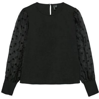Vero Moda Vmalva Detail Ls Top Wvn S BLACK S Vero Moda Vmalva Detail Ls Top Wvn S BLACK S