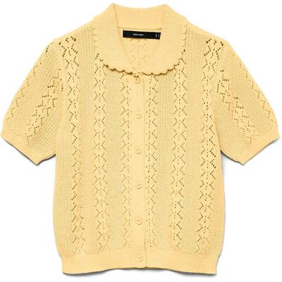 Vero Moda Vmdaria Ss Poloneck Cardigan XS GOLDEN HAZE XS Vero Moda Vmdaria Ss Poloneck Cardigan XS GOLDEN HAZE XS