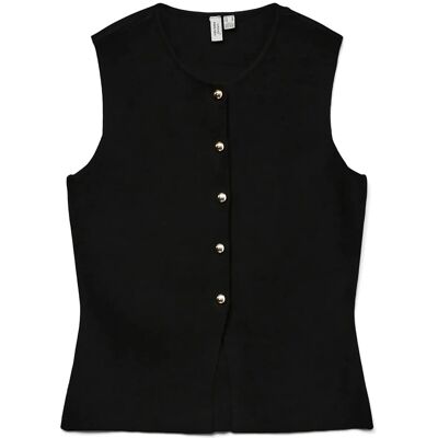Vero Moda Vmsaba Sl O-Neck Button Vest Btq S BLACK S Vero Moda Vmsaba Sl O-Neck Button Vest Btq S BLACK S