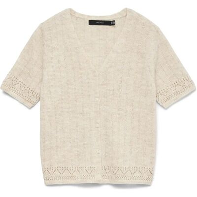 Vero Moda Vmbrigitte Ss V-Neck Short Cardigan M OATMEAL M Vero Moda Vmbrigitte Ss V-Neck Short Cardigan M OATMEAL M