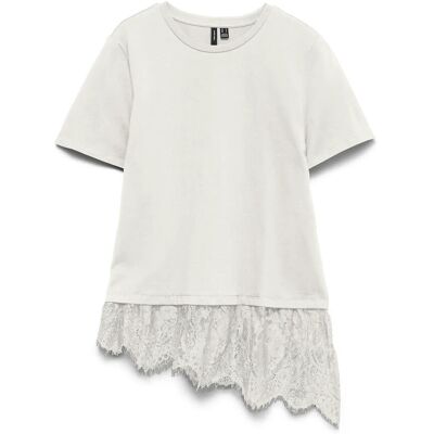 Vero Moda Vmbrit Ss O-Neck Lace T-Shirt Jrs Exp M SNOW WHITE M Vero Moda Vmbrit Ss O-Neck Lace T-Shirt Jrs Exp M SNOW WHITE M