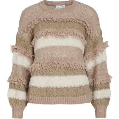 Vila Vituri O-Neck L/S Sequin Knit Top XS NATURAL MELANGE XS Vila Vituri O-Neck L/S Sequin Knit Top XS NATURAL MELANGE XS