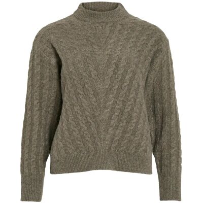 Vila Virelli Highneck L/S Cable Knit Top/Bfs XXL FALCON XXL Vila Virelli Highneck L/S Cable Knit Top/Bfs XXL FALCON XXL