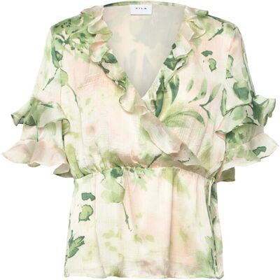 Vila Vimolina 2/4 Flounce Wrap Top/Dc 42 BIRCH 42 Vila Vimolina 2/4 Flounce Wrap Top/Dc 42 BIRCH 42