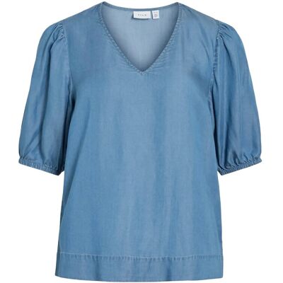Vila Vitea V-Neck 2/4 Denim Top 42 MEDIUM BLUE DENIM 42 Vila Vitea V-Neck 2/4 Denim Top 42 MEDIUM BLUE DENIM 42