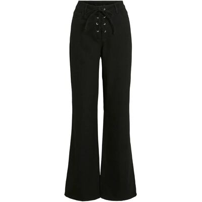 Vila Vigela Hw Tie Detail Jeans 42 BLACK DENIM 42 Vila Vigela Hw Tie Detail Jeans 42 BLACK DENIM 42