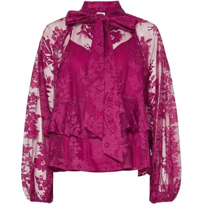 Yaslacilla Ls Lace Top - Show 38 BOYSENBERRY 38 Yaslacilla Ls Lace Top - Show 38 BOYSENBERRY 38